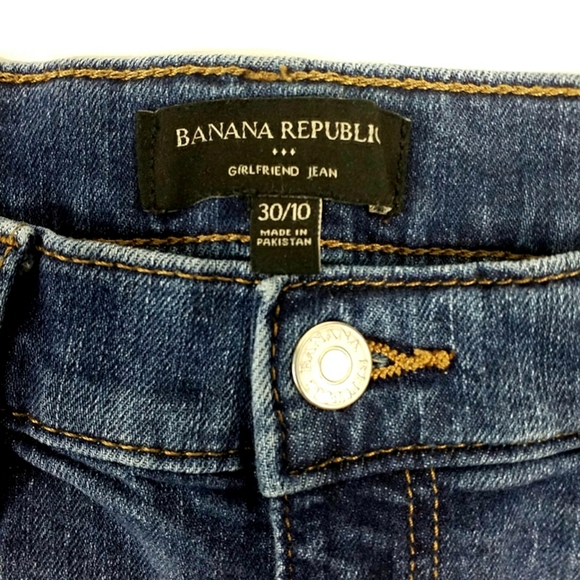 Banana Republic Factory Medium Wash Girlfriend Denim Jeans Womens 30/10 Frayed - Picture 10 of 11